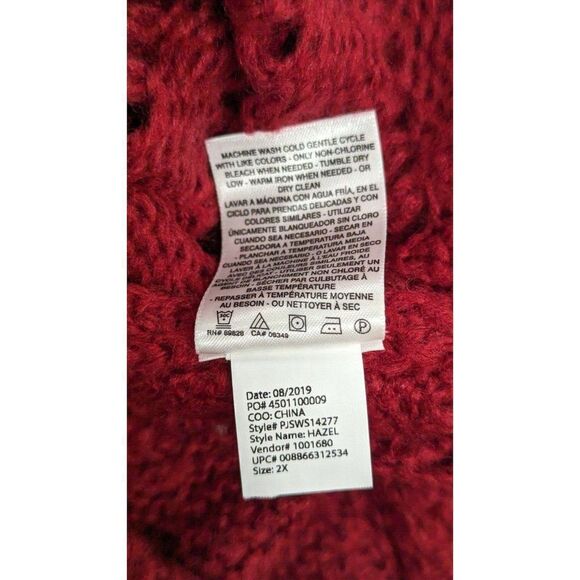 Jessica Simpson Womens Size 2X Red Long Sleeve Crew Neck Pullover Sweater Soft - Picture 8 of 8